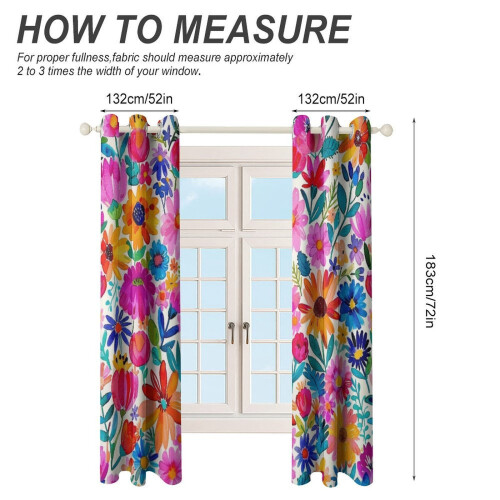 Floral Printed Window Curtains Blackout Thermal Insulated 1