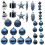 Christmas Ball Ornaments Plastic Glitter Blue White 12pcs 1