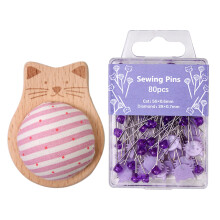 Pin Cushion with 80 Sewing Pins for Dressmaking and Quilting