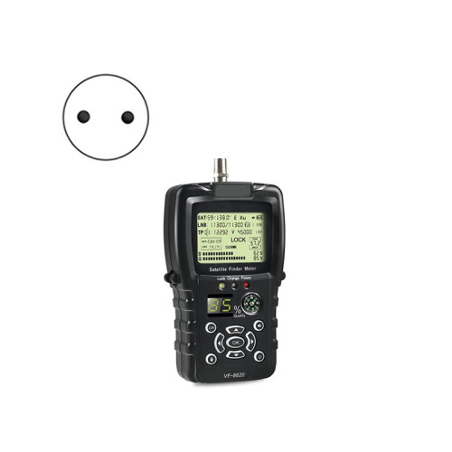 VF-8620 Satellite Finder Meter DVB-S/S2/S2X 1080P Screen Digital Satfinder with Compass Flashlight Rechargeable EU PLUG
