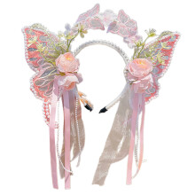 Girls Headband with Flower Butterfly and Pearls
