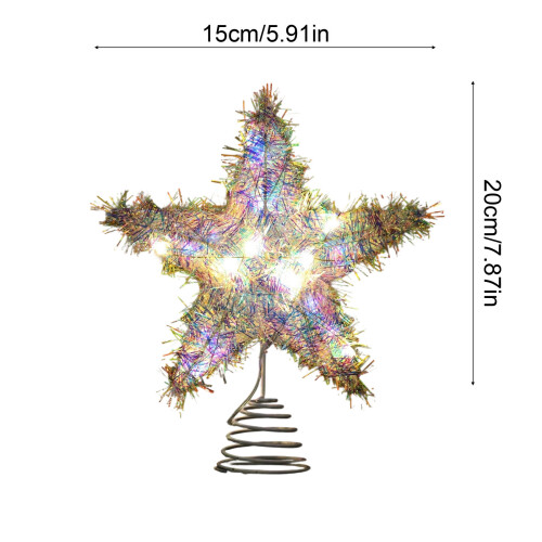 LED Five-Pointed Star Tree Topper Gold Silver 1 Pack 2