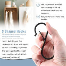 12PCS S Hooks for Hanging - S Shaped Hooks for Kitchen Utensil and Closet Rod - Black S Hooks for Hanging Plants,Pots