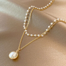 Super Beautiful Pearl Double Necklace Luxury Pearl Pendant Fashion Women Necklace Party Gift Jewelry