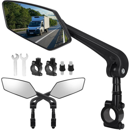 Bike Handlebar Mirror Scratch-Resistant Glass Lens