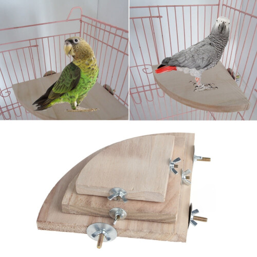 Estone Wooden Parrot Perch Stand for Bird Cage 2