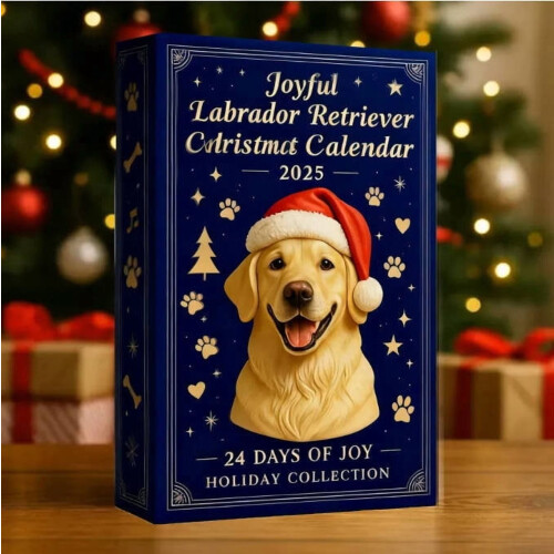 2025 Advent Calendar with 24 Yellow Acrylic Labrador 1