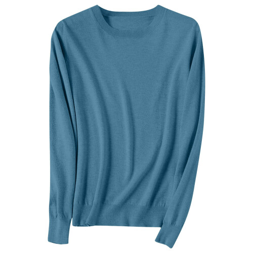 Women's Cotton Sweater Long-Sleeve Crewneck Solid Pullover