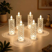 LED Crystal Lights and Rose Shadow Candles - Flameless