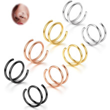 Softened 316L Stainless Steel Double Hoop Nose Ring 2 pcs