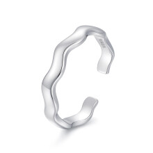 Sterling Silver Open Toe Ring for Women Adjustable Wave