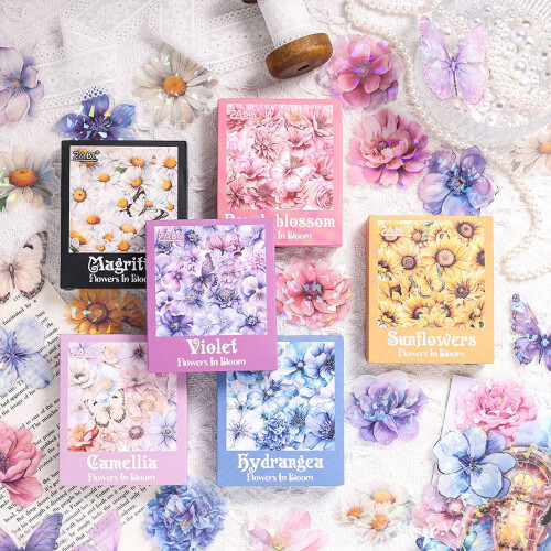 Holographic Floral Shell Stickers PET 60-Pack 1