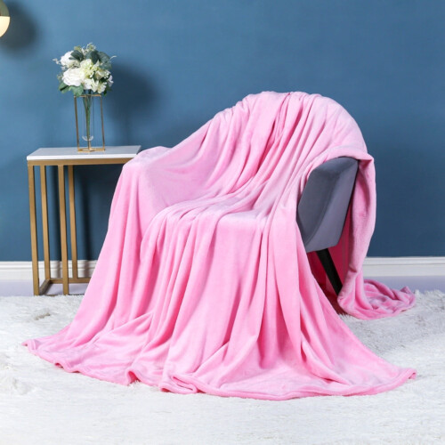 Solid Color Fleece Throw Blanket 60x80 Inches Pink