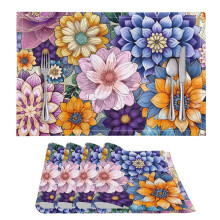 Bohemian Mandala Flower Placemats 4 pcs 11.8x17.7 inch