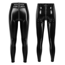 Women's Patent Leather Skinny Pants Slim Fit with Zipper