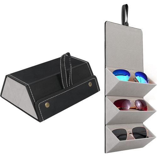 Unaone Sunglasses Organizer Foldable Hanging Storage Box