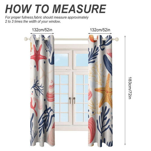 Conch Starfish Shell Curtains for Bedroom 2 Panels Blackout 1
