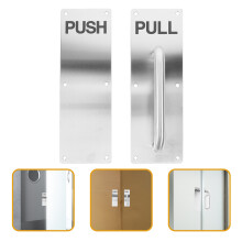 Door Push Pull Handle Stainless Steel Plated Silver