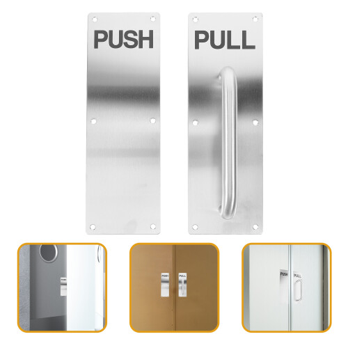 Door Push Pull Handle Stainless Steel Plated Silver