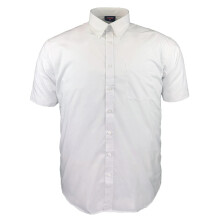 (5XL, White) Espionage Mens Button Down Collar Big & Tall Short Sleeve Shirt