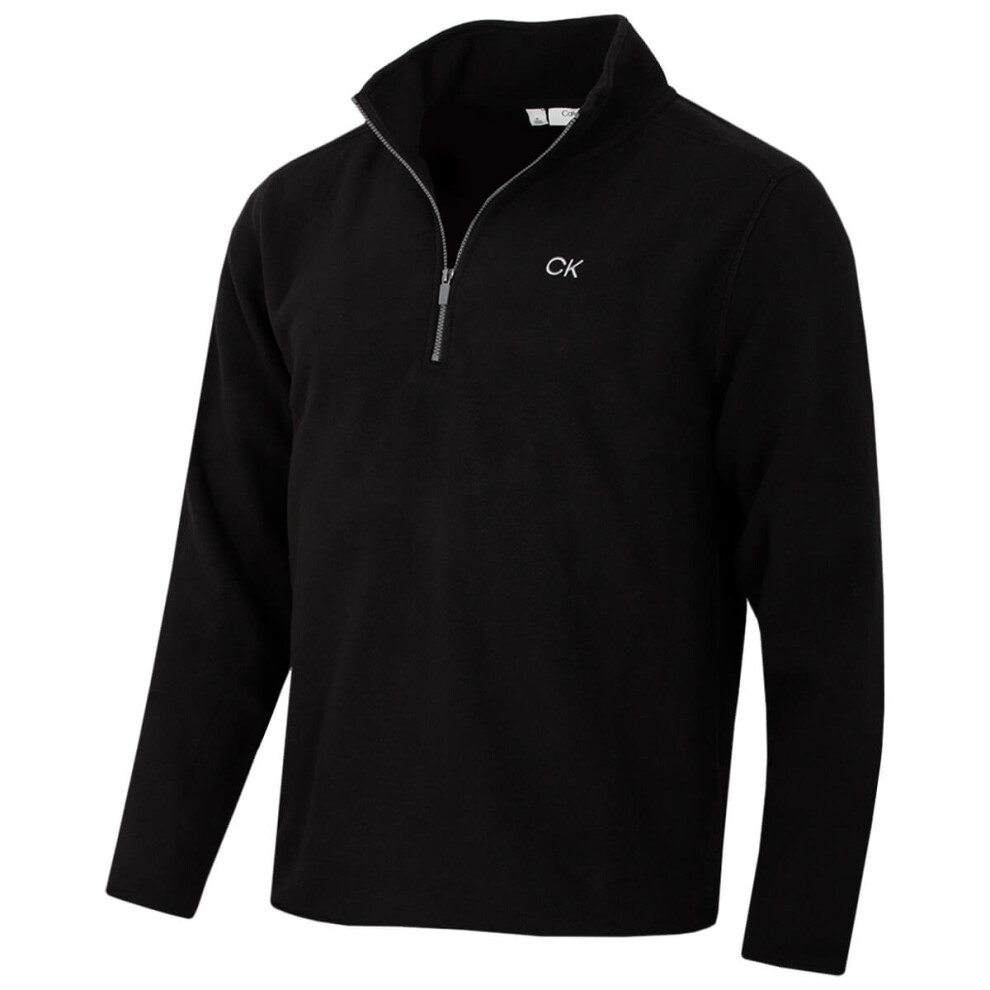 Calvin Klein Men's Black 2026 Polar Fleece 1/2 Zip Stretch Golf Sweater - Image 2