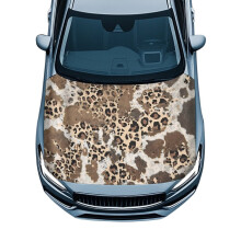 Car Hood Cover Leopard Cow Print Washable Elastic Bonnet