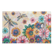 Dragonfly Boho Mandala Flower Placemats 8-Pack 11.817.7