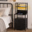 Levede Bedside Table with Charging Station,LED Light 2 Drawers Storage Black 1