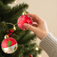 Christmas Ball Ornaments Set Shatterproof 2 pcs Red Green