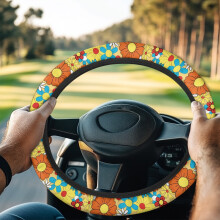 Hippie Flower Golf Cart Steering Wheel Cover Compatible