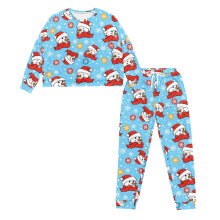 Women's Christmas Pajama Set Snowman Snowflake Print Long