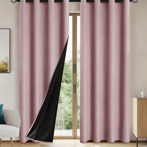 Blackout Curtains Pink Grommet Panel 39.37"W x 78.75"L 1