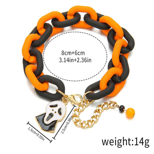 Halloween Bracelet Ghost Pumpkin Charm Stretch Beaded for 2