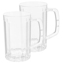 Clear Plastic Beer Mugs 500ML 2 Pcs