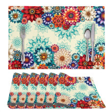 Boho Mandala Floral Placemat Set 6 pcs 11.8x17.7 in