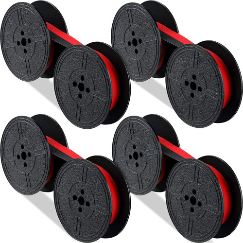 Typewriter Ribbon Twin Spool Replacement Pack 4 Pairs Red
