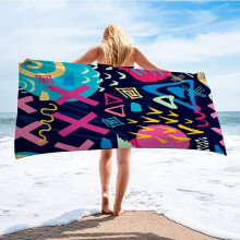 Beach Towel Printed Adult Superfine Fiber 30x60in