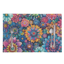 Boho Mandala Flower Placemats 8 pcs 11.8x17.7 inch Non-Slip
