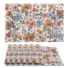 Floral Pink Placemats Set of 6 11.8x17.7 Inch Heat Resistant