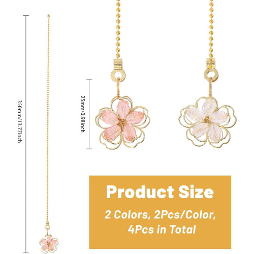 Flower Alloy Glass Ceiling Fan Pull Chain Extenders Iron 1