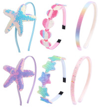 Girls Glitter Headbands Pack of 6 Bow Heart Star Design