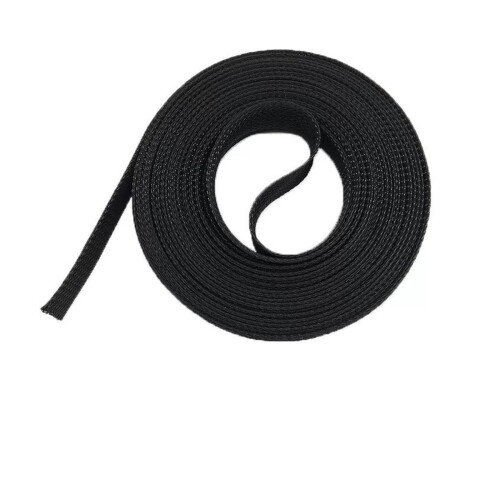 Black PET Insulated Braid Sleeve 1 Meter