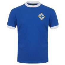Northern Ireland Official Football Gift Mens Retro No.11 Away Shirt Blue XL