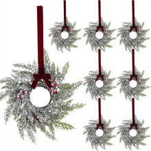 Christmas Mini Cabinet Wreaths Red Berry 8 Pcs