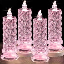 LED Crystal Candle Lights Battery-Operated Rose Shadow