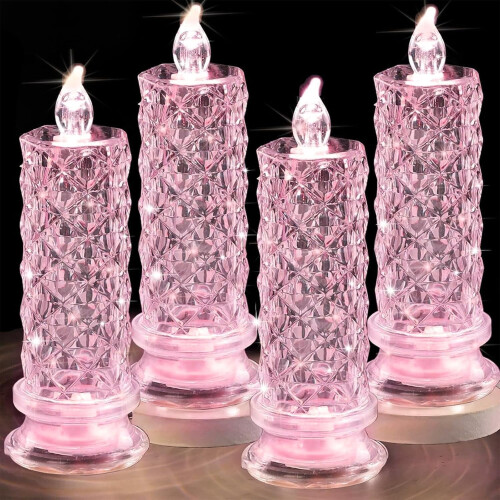 LED Crystal Candle Lights Battery-Operated Rose Shadow