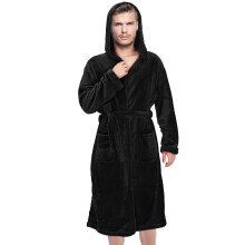 Men's Hooded Bathrobe Polyester 1 Set 53.5x45.3x22.8 in
