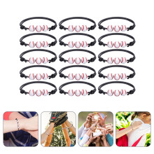 FRCOLOR Baseball Bracelet Plastic Wristband 15 pcs