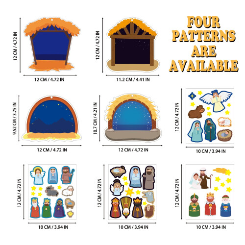 Cartoon Nativity Scene Stickers 12 pcs 2