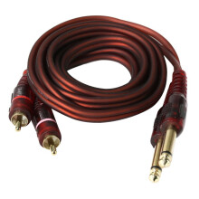 Stereo Audio Cable 6.35mm to RCA Gold-Plated 5 Feet